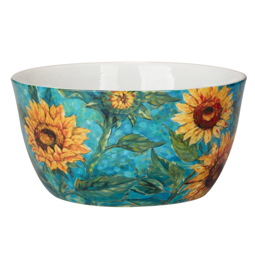 Golden Sunflowers Deep Serving Bowl