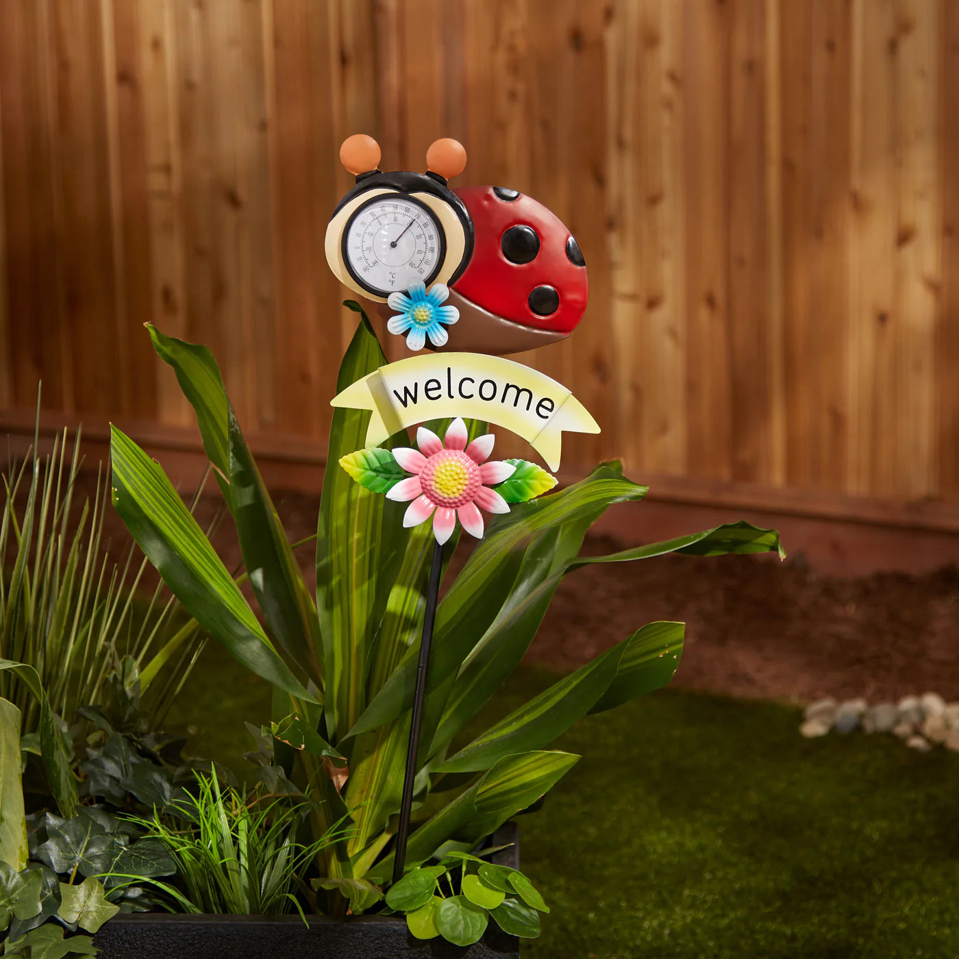 Thermometer Garden Stake Lady Bug