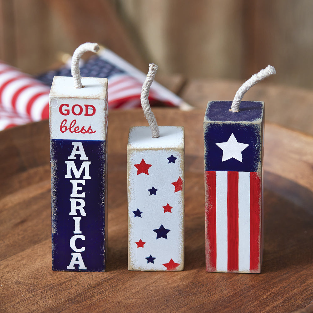 Set of Three Decorative Firecracker Blocks