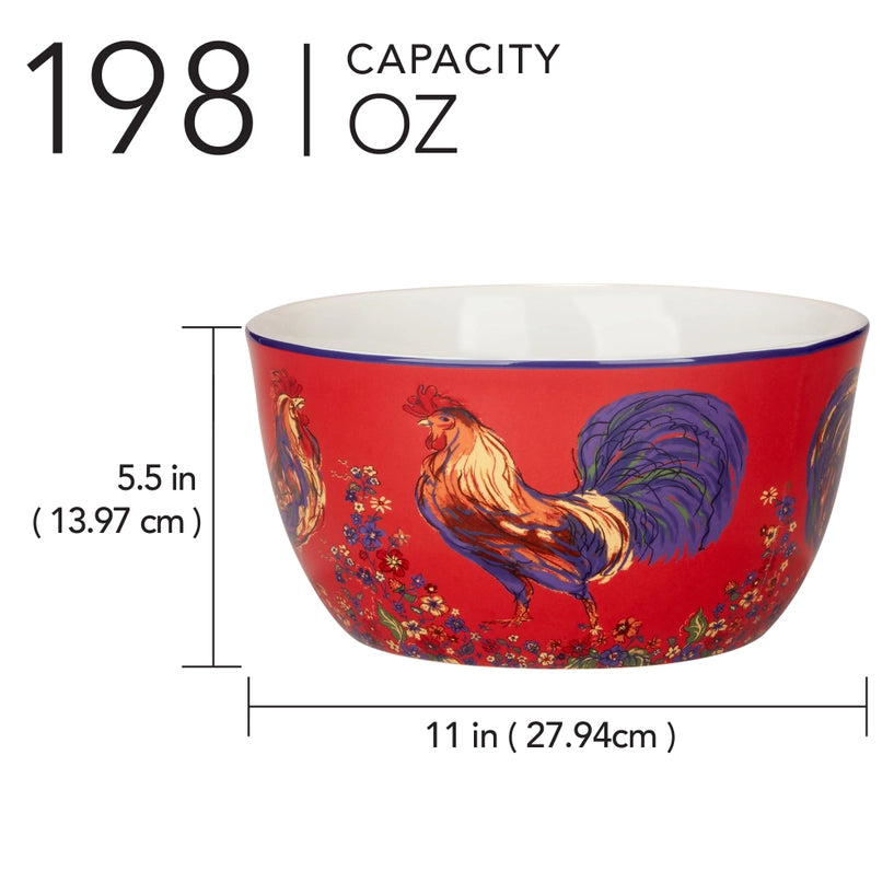 Morning Rooster Deep Serving Bowl