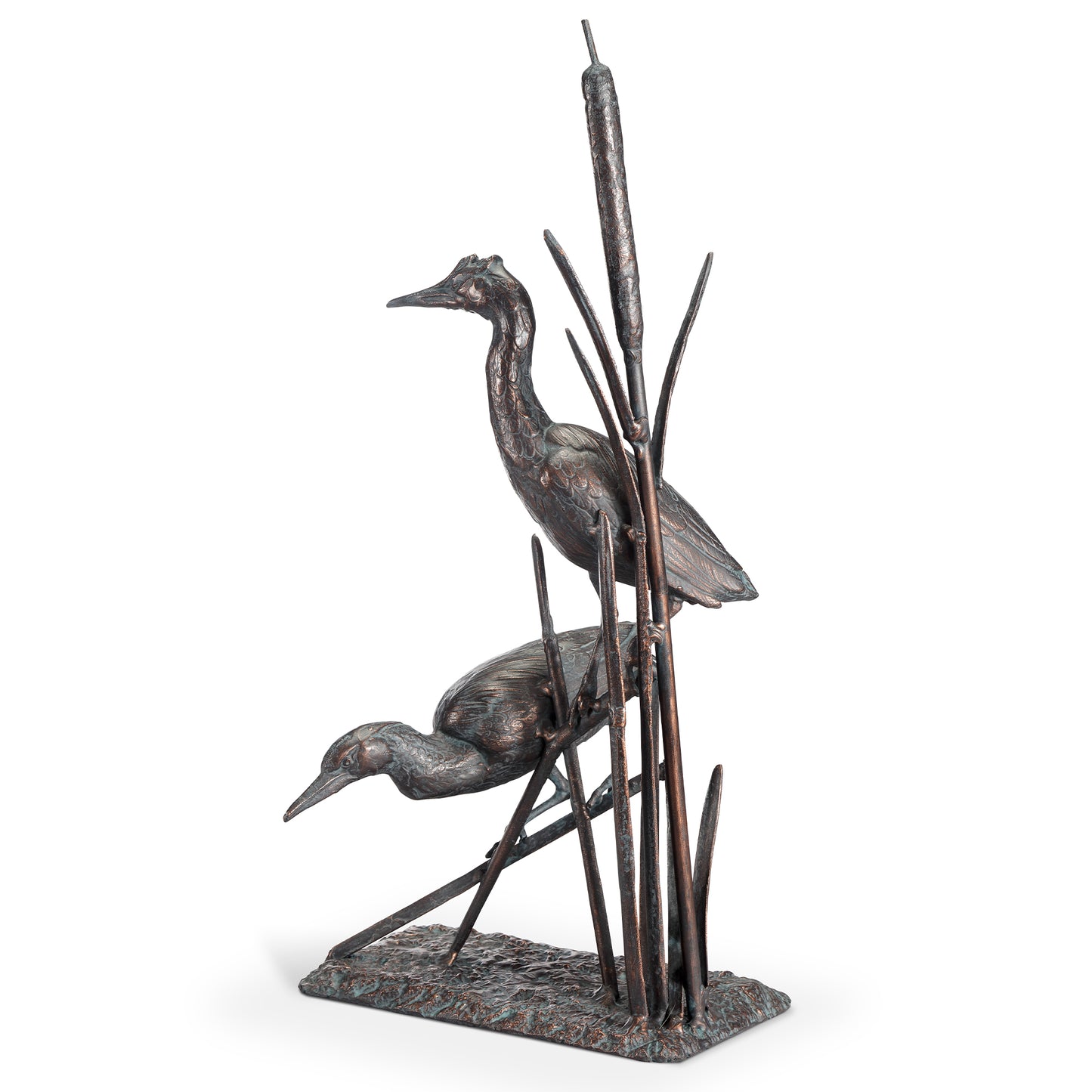 Heron Couple With Reeds Sculpture