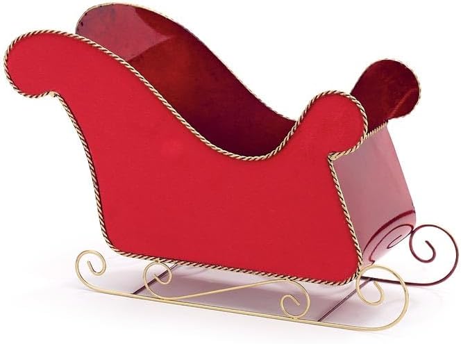 Large Tin Red Velvet Sleigh Planter
