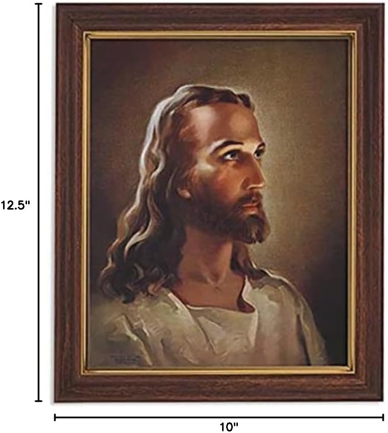 Head of Christ Wood Tone Framed Print