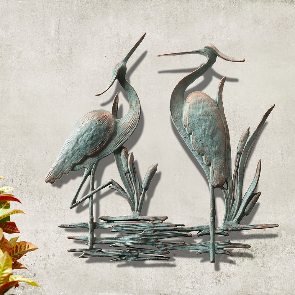 Douible Garden Heron Wall Plaque
