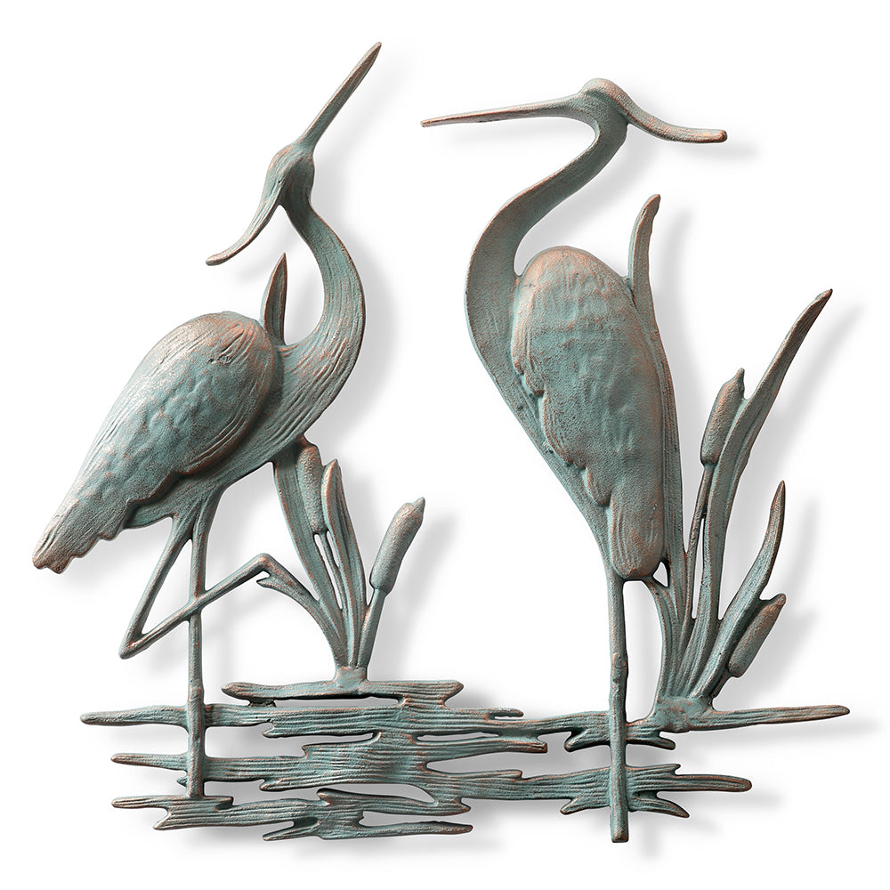 Douible Garden Heron Wall Plaque