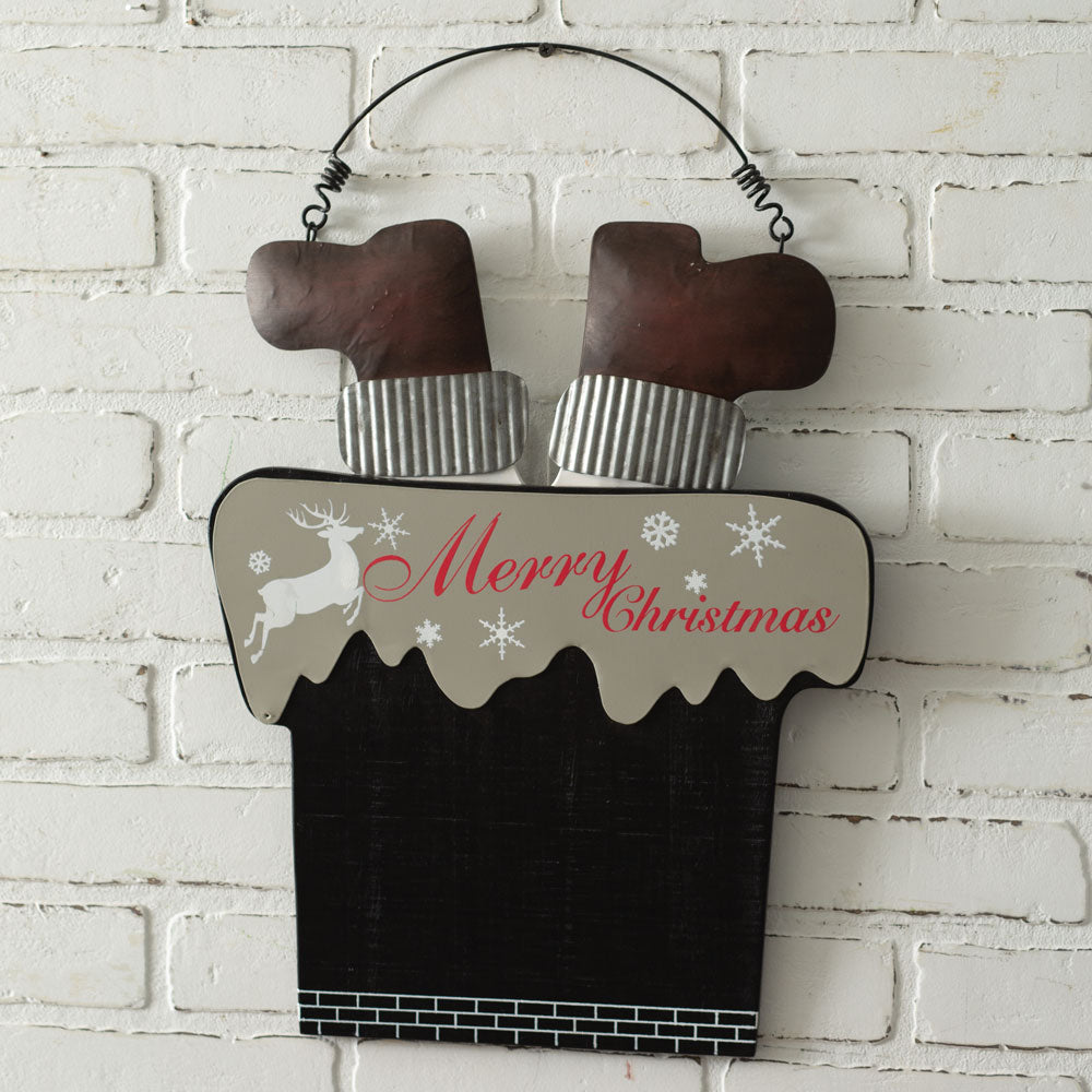 Santa In The Chimney Hanging Sign