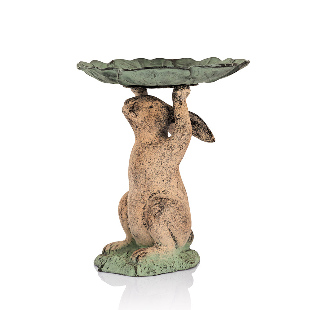 Aluminum Rabbit Birdbath