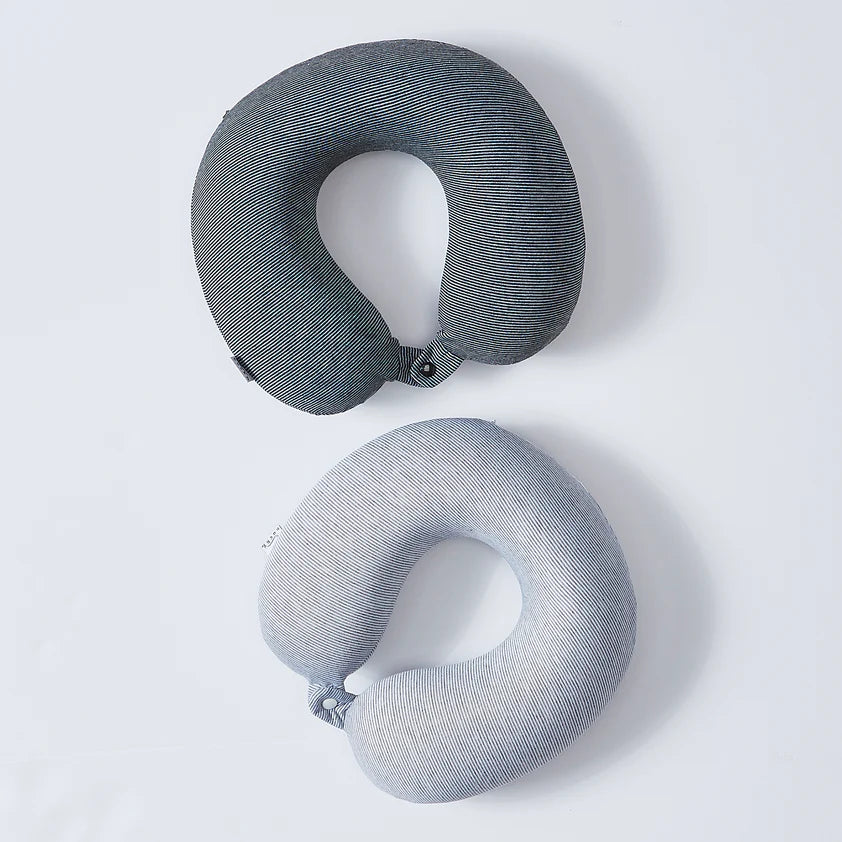 Memory Foam Neck Pillow - Gray Stripe