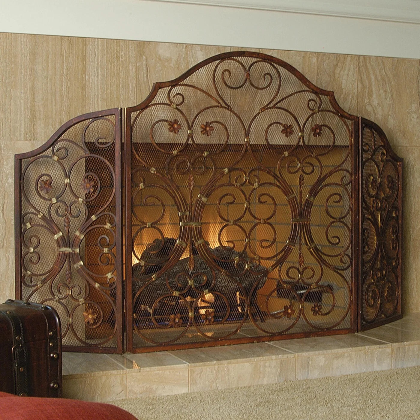 Provincial Triple Panel Fireplace Screen