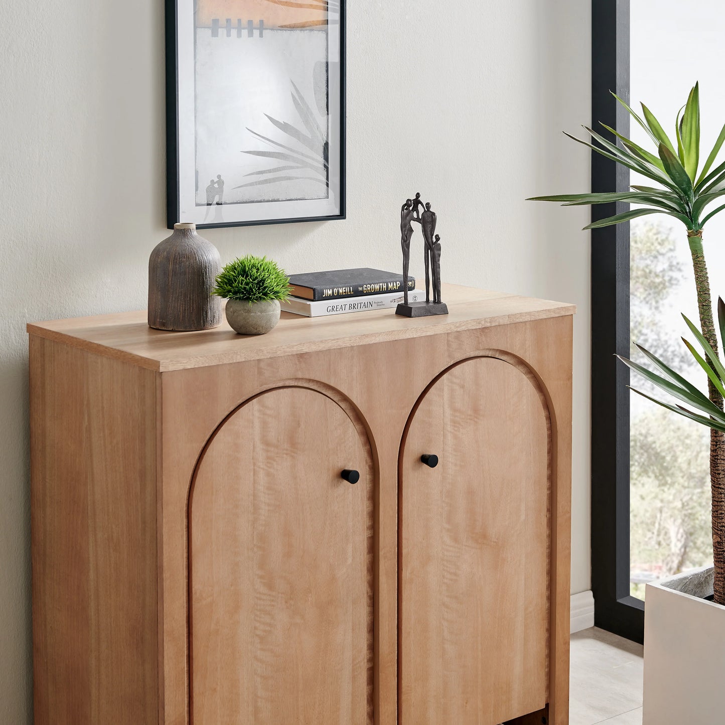 Brown Cast Iron Abstract Family of Four Together Sculpture - Tabletop Figurine For Desks, Accent Tables, or Shelves