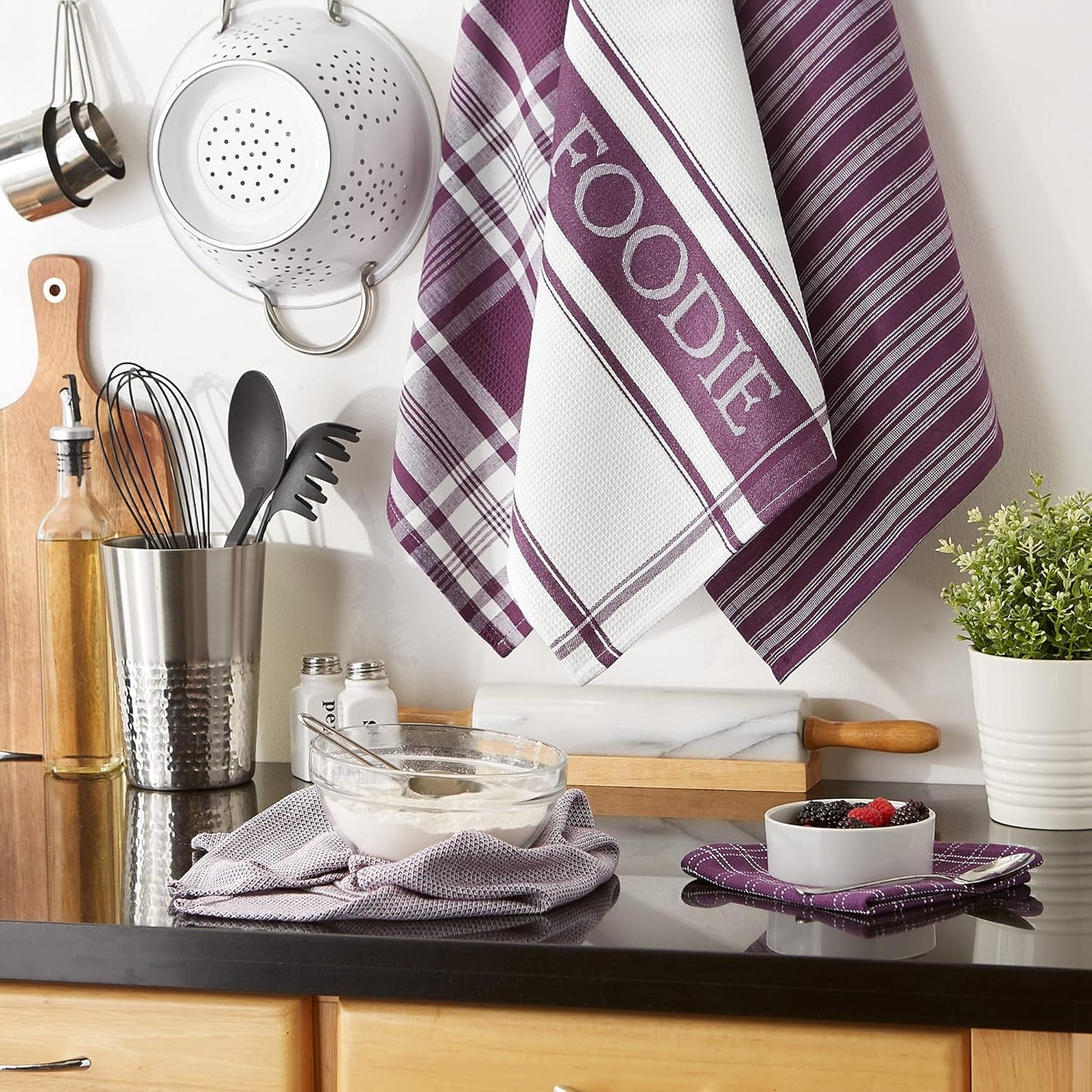 Eggplant Dishtowel & Dishcloth