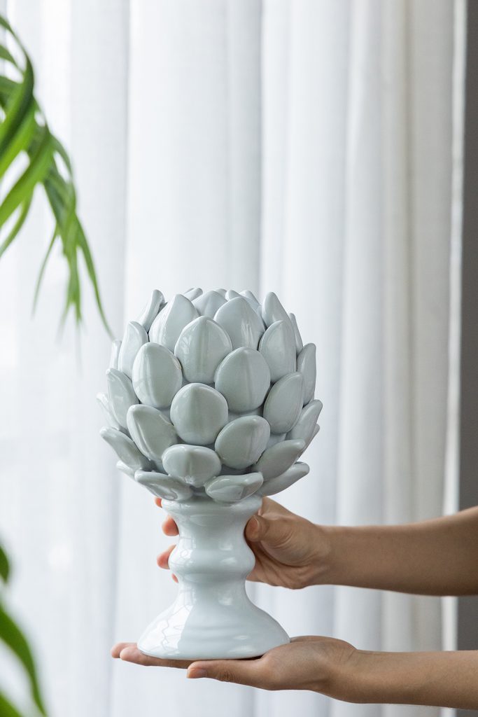 5x10" White Ceramic Artichoke Sculpture