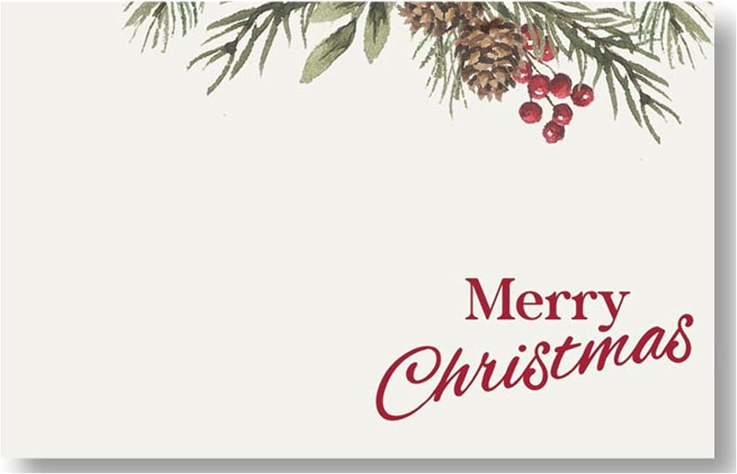 Merry Christmas Greenery with Pinecones and Berries Enclosure Cards