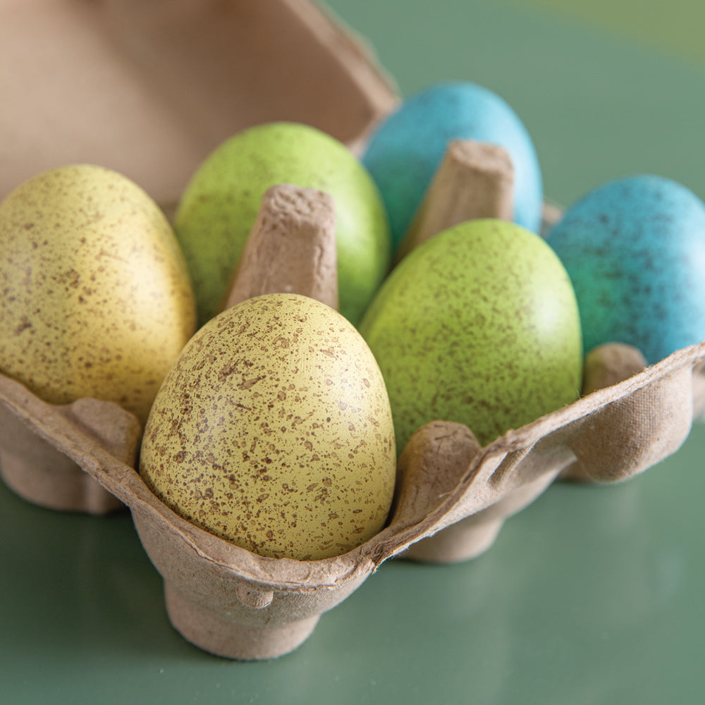 Set of Six Resin Eggs in Carton