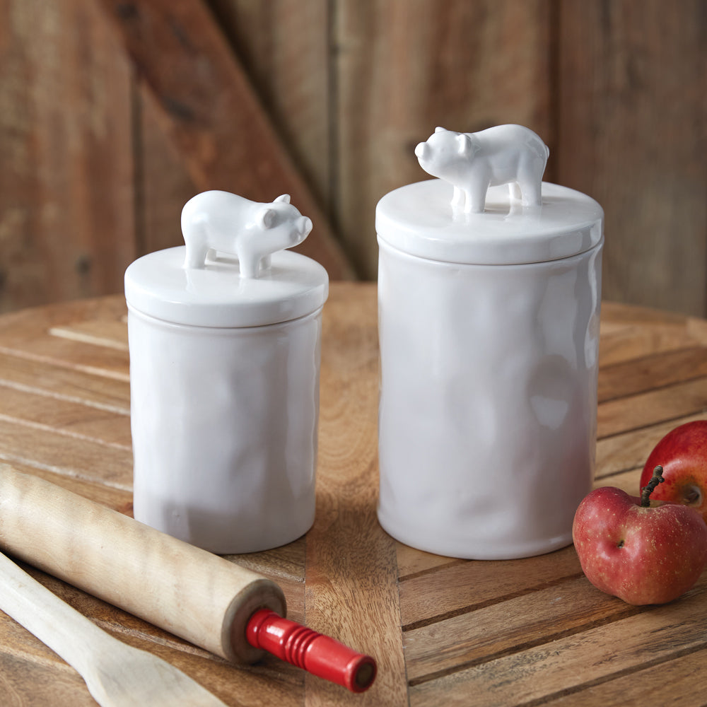 Cute White Small Piglet Canister