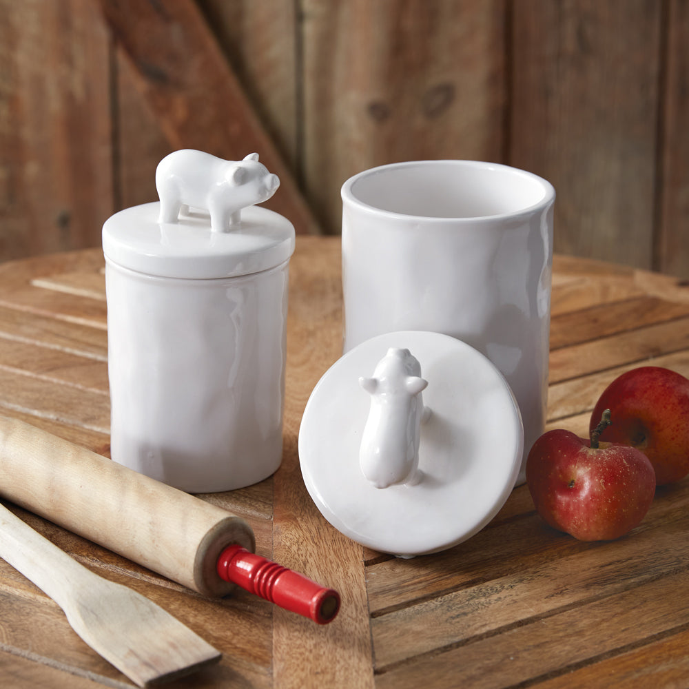 Cute White Small Piglet Canister