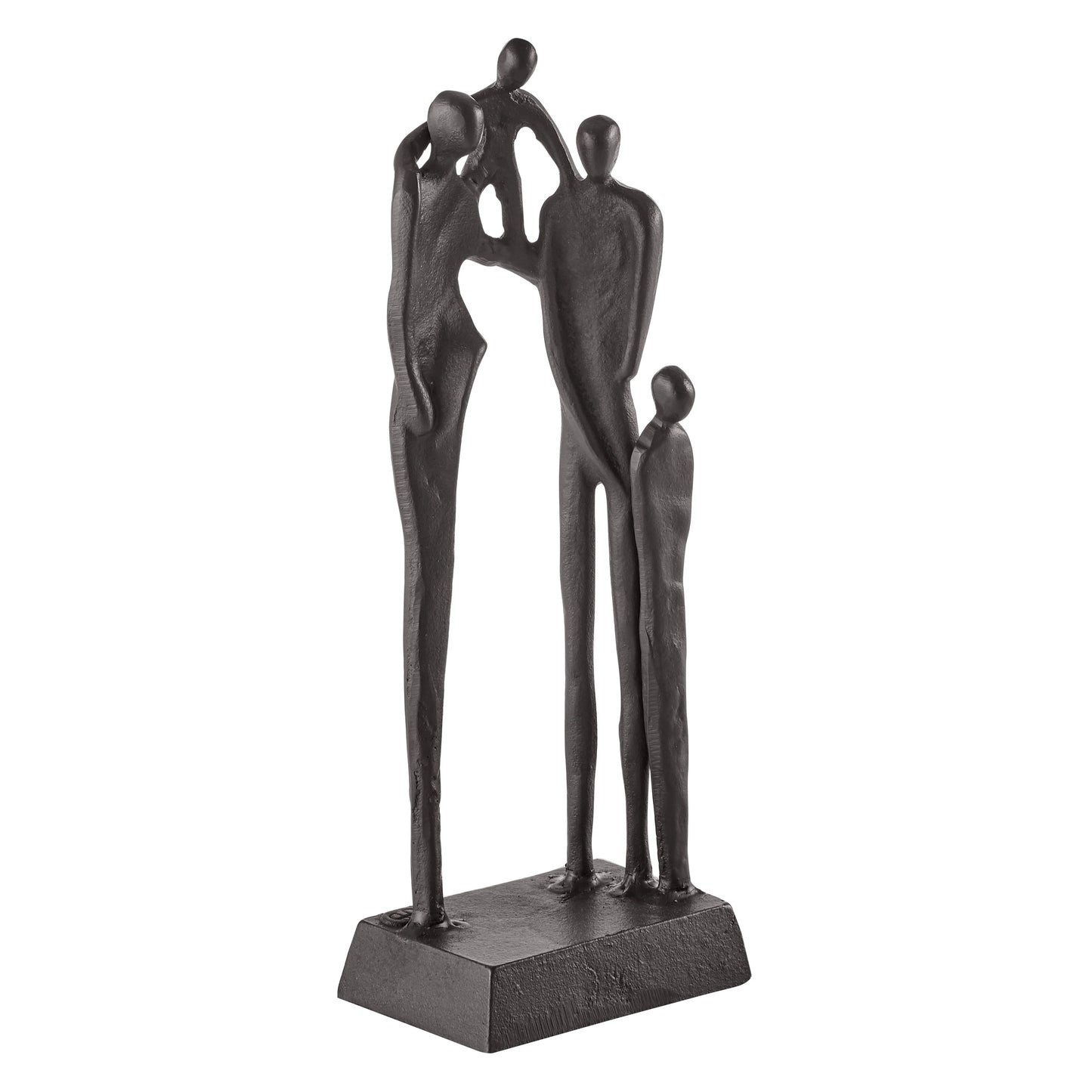 Brown Cast Iron Abstract Family of Four Together Sculpture - Tabletop Figurine For Desks, Accent Tables, or Shelves