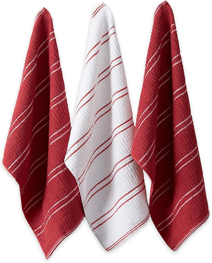 Ribbed Terry Kitchen Basics Collection Dish Towels, Red