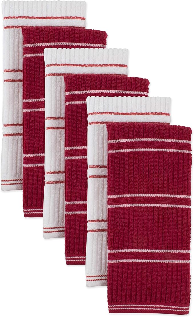 Ribbed Terry Kitchen Basics Collection Dish Towels, Red