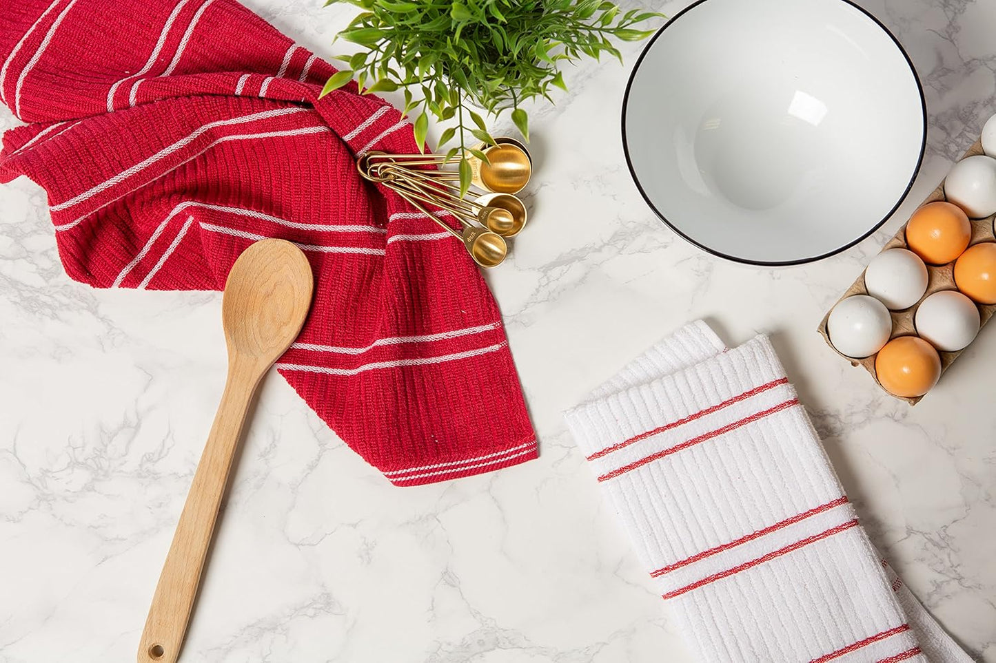 Ribbed Terry Kitchen Basics Collection Dish Towels, Red