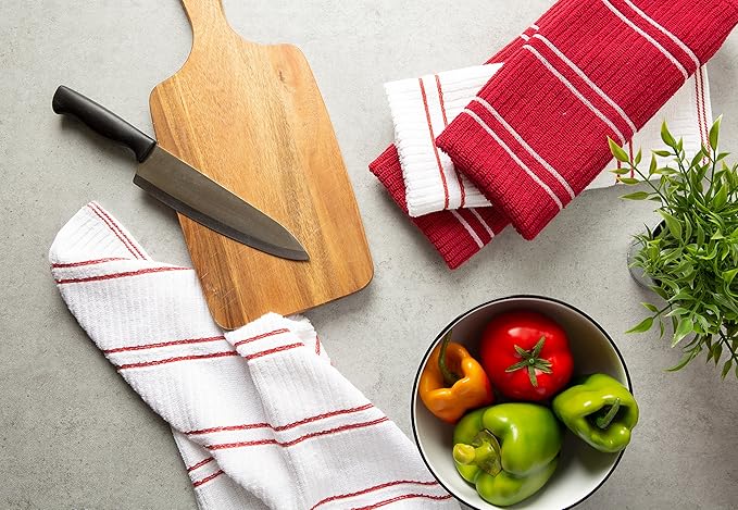 Ribbed Terry Kitchen Basics Collection Dish Towels, Red