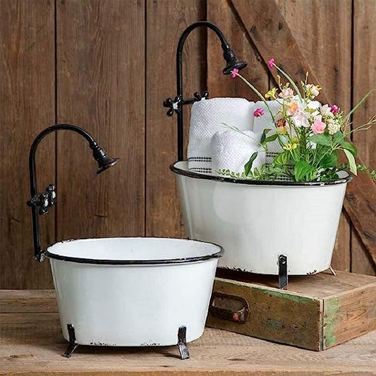 Set Of Two Clawfoot Tub Planter