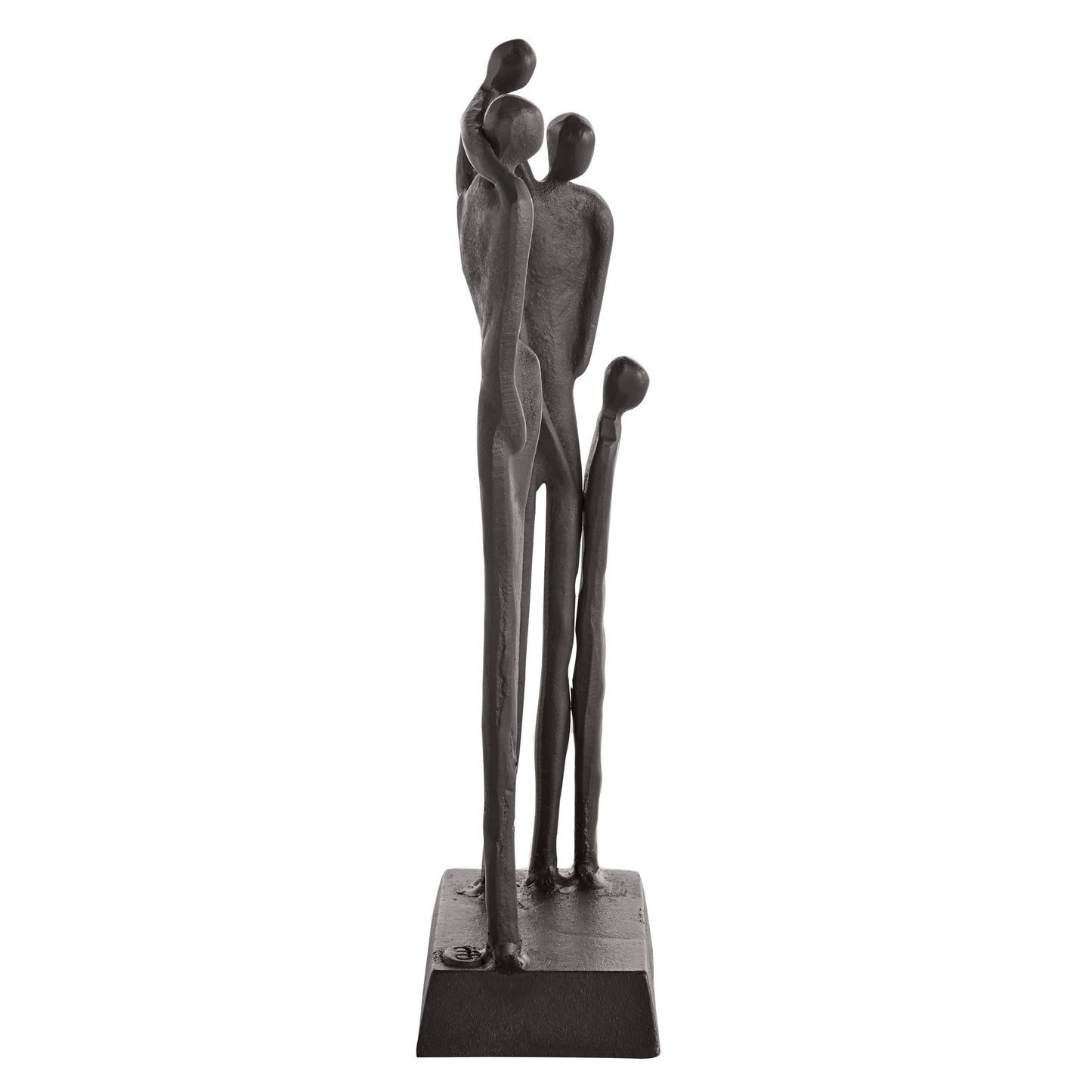 Brown Cast Iron Abstract Family of Four Together Sculpture - Tabletop Figurine For Desks, Accent Tables, or Shelves