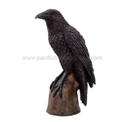 Raven Bird On Stump Statue