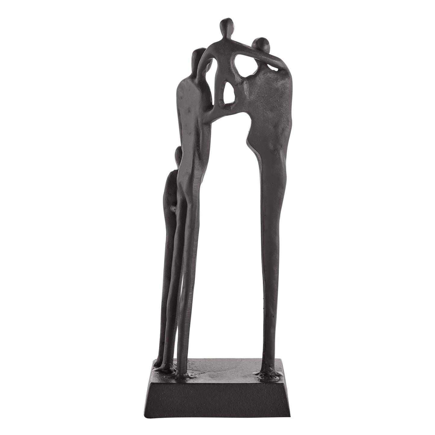 Brown Cast Iron Abstract Family of Four Together Sculpture - Tabletop Figurine For Desks, Accent Tables, or Shelves