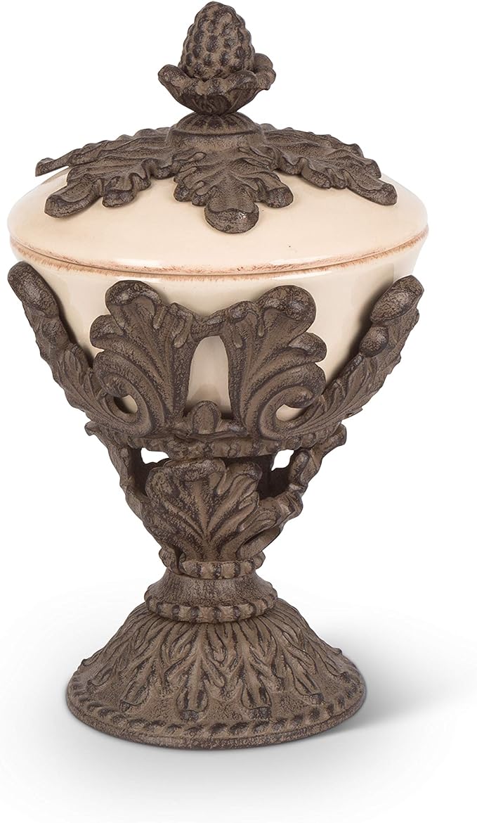 8.75"H Cream Pedestal Nut Bowl