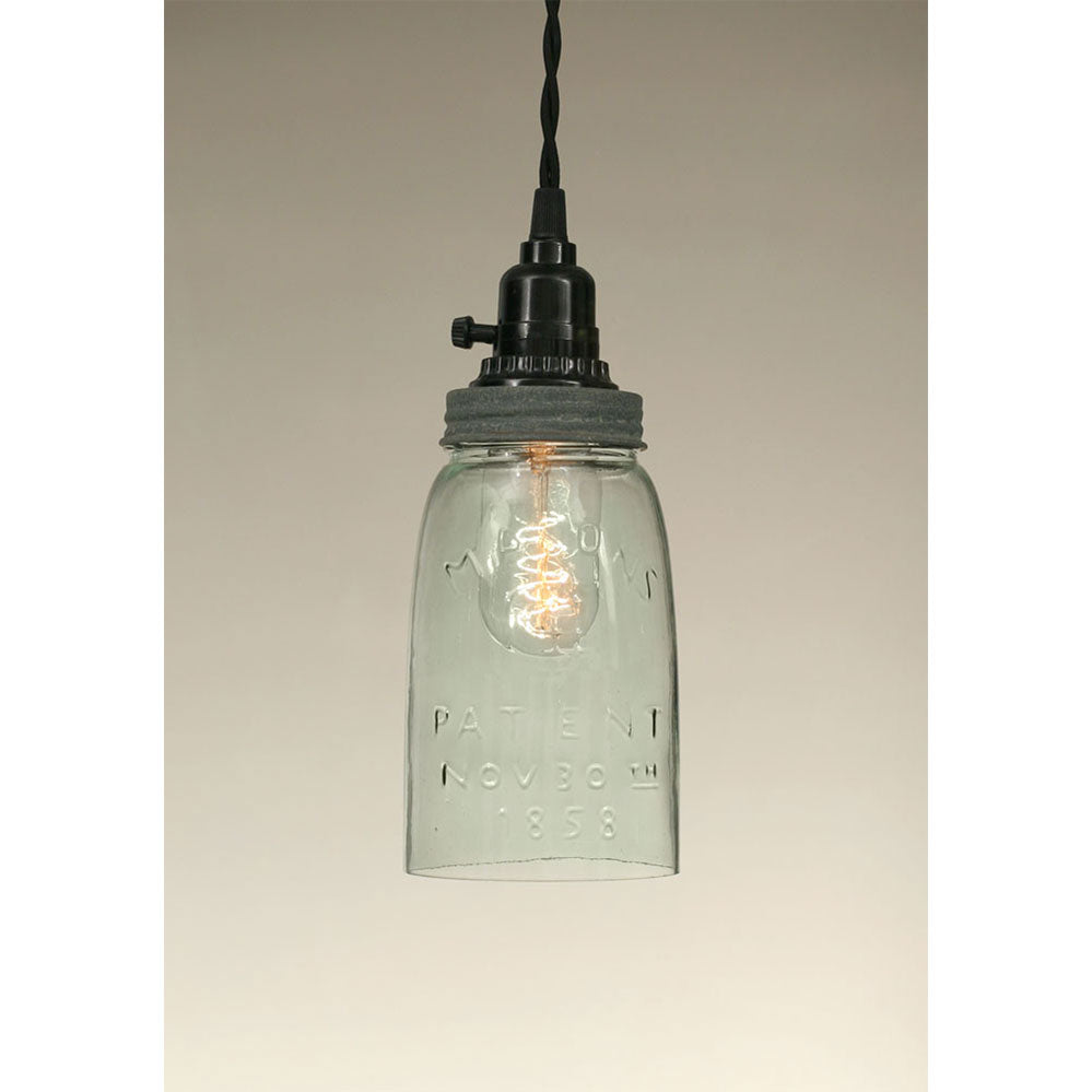 Quart Open Bottom Mason Jar Pendant Lamp - Barn Roof