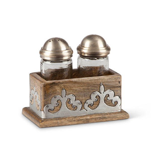 Wood And Metal Salt & Pepper Set