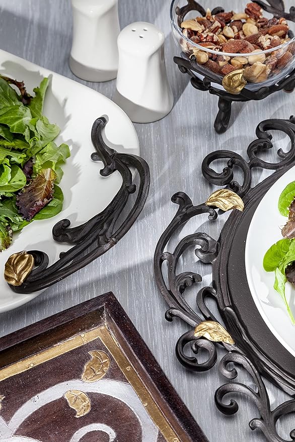 Gold Leaf Glass Dipping Bowl With Metal Holder