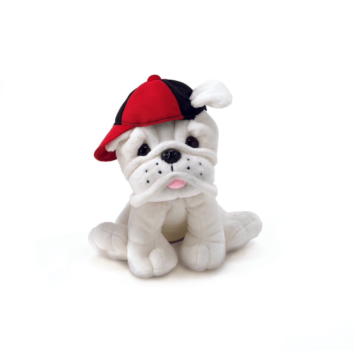Plush White Bulldog Red/Black Cap