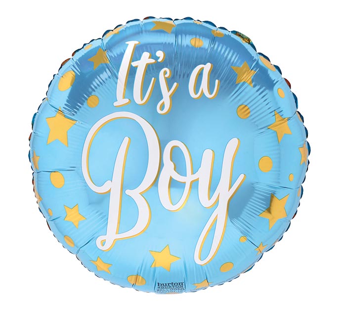 17" It's A Boy Gold Balloon