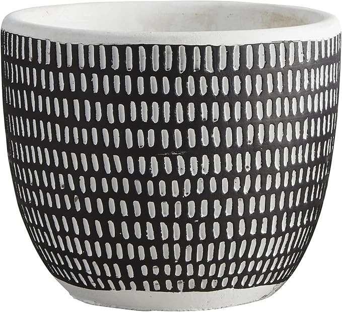 Cement Planter Pot Black Vertical Stripes