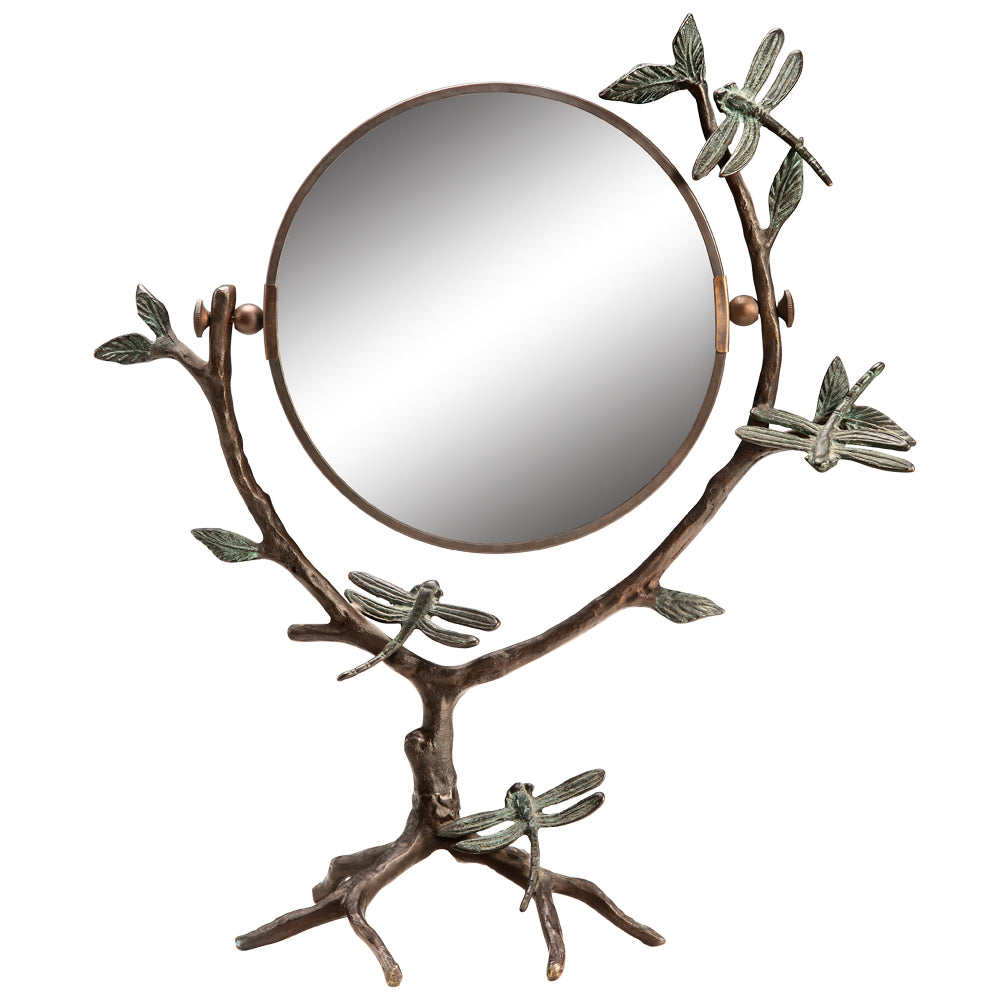 Dragonfly On Branch Mirror