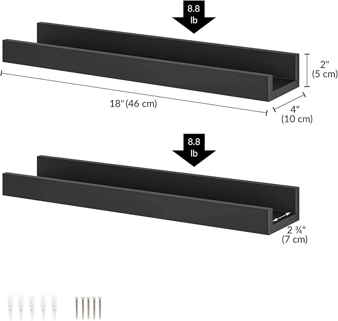 24" Floating Display Ledge Shelves (Set of 2)