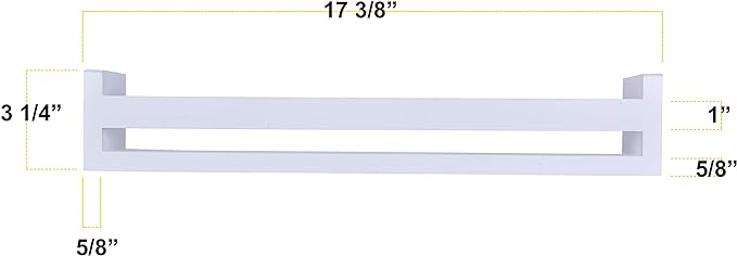 Single Tier 18" Wall Mount Decorative Spice / Supplement/ Home Decor Organizer Rack Shelf– White