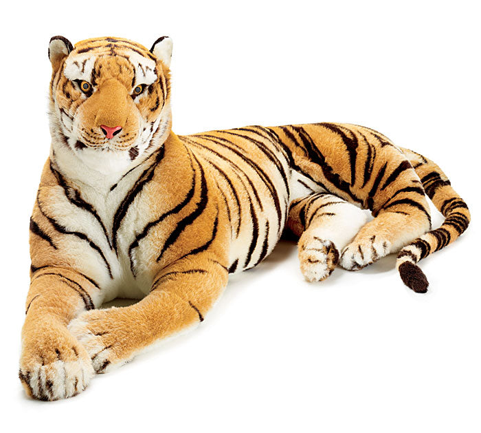 Giant Lying Tiger Plush 25" H x 58" L Soft, Cuddly, Realistic and Stuffed Animal - Great Mascot for Tiger Fans