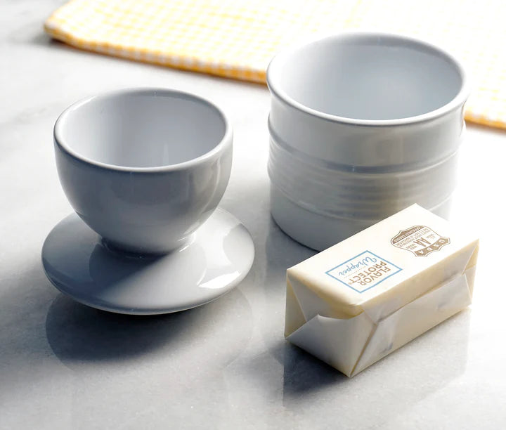 White Stoneware Butter Pot