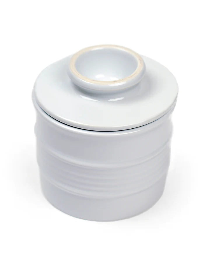 White Stoneware Butter Pot