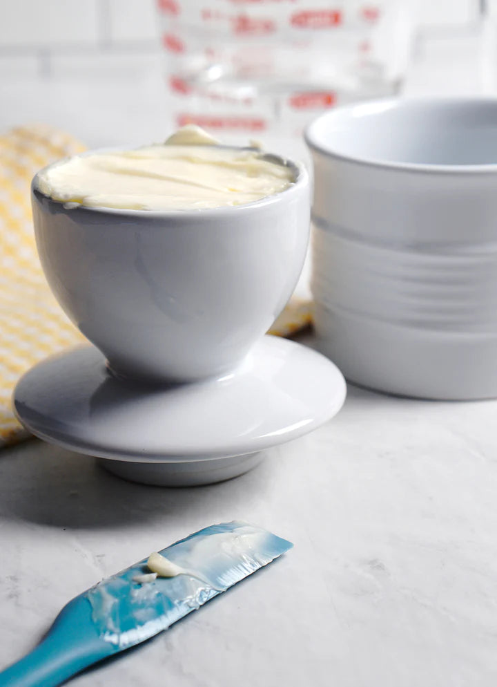 White Stoneware Butter Pot