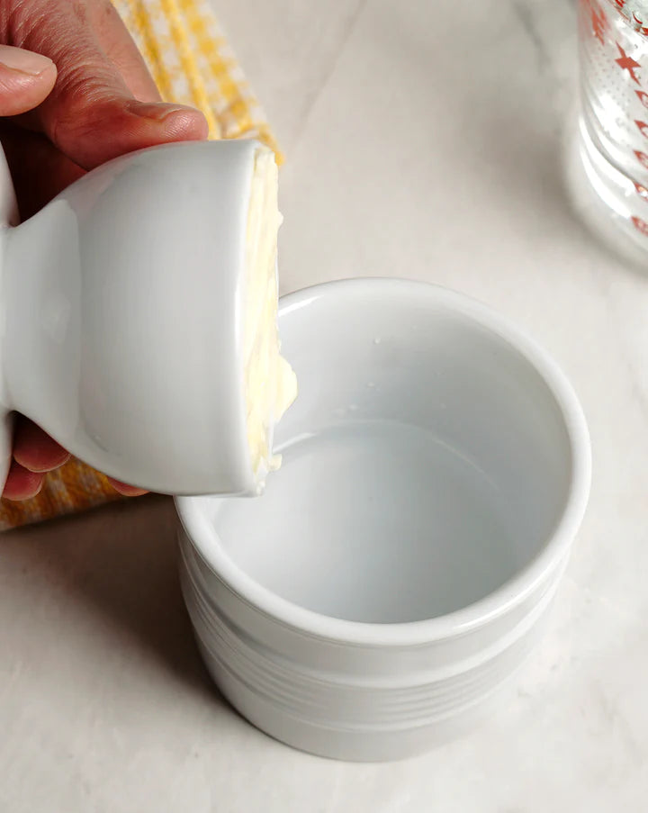 White Stoneware Butter Pot