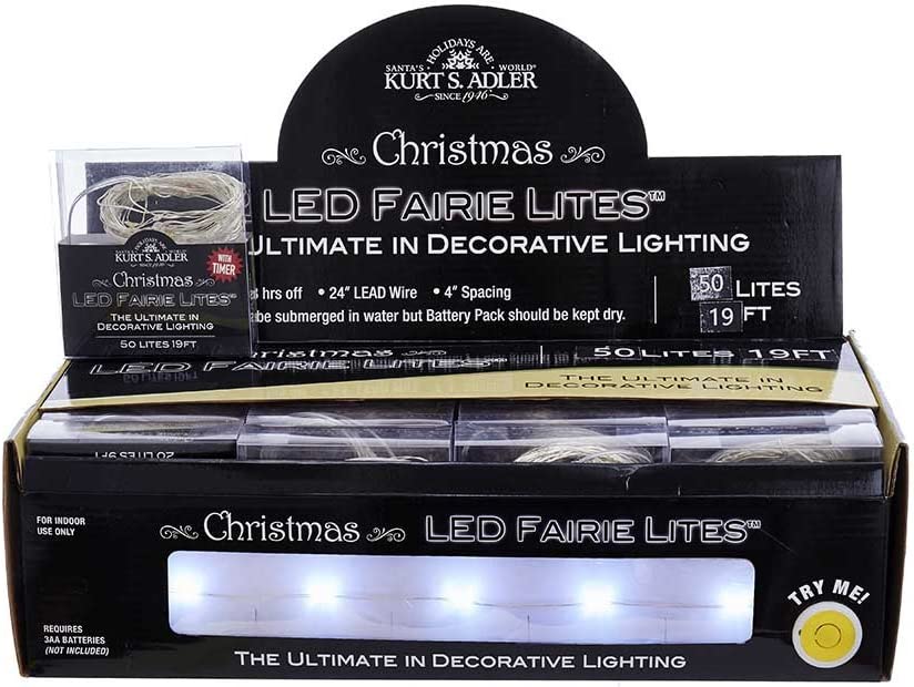 50-Light Battery-Operated Cool White LED Fairy Light Set