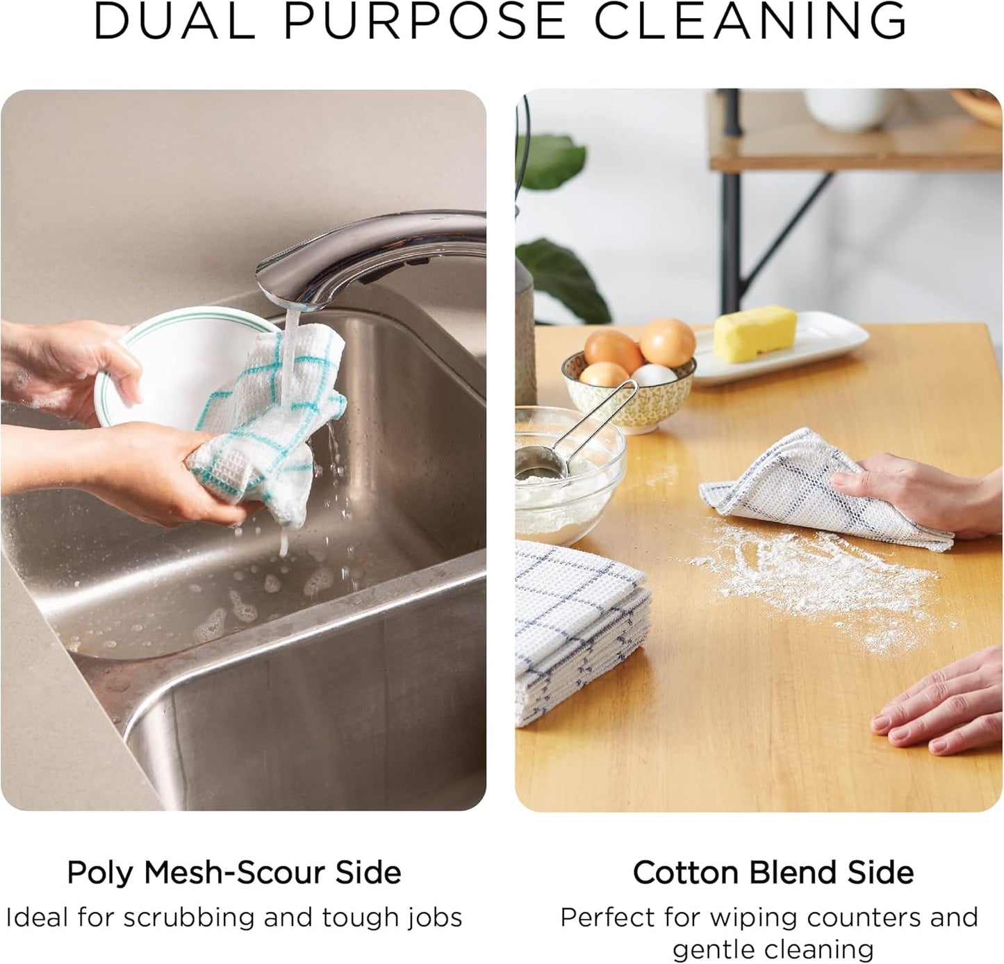 Scrubber Dishcloths Collection Windowpane Dishrag Set
