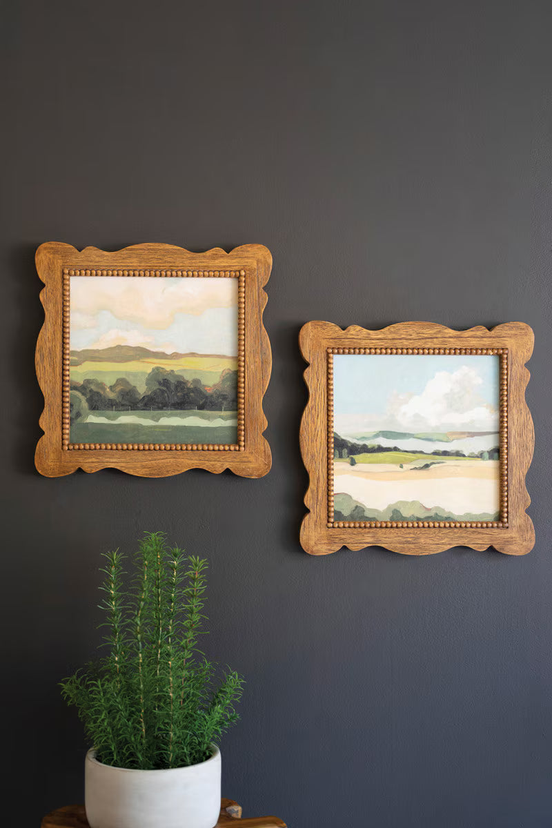 Set of 2 Natural Wood Framed Landscape Prints