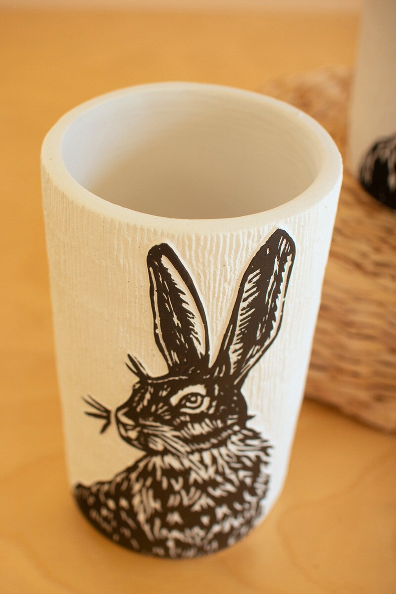 Set of 2 Cement Easter Rabbit Planters