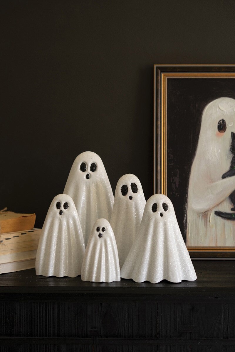 Set of 5 Metal Halloween Ghosts
