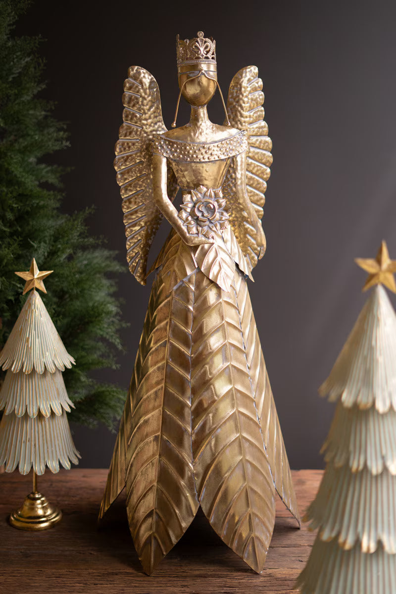 Large Antique Gold Table Top Christmas Angel